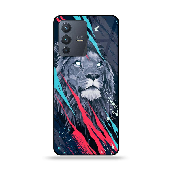 Vivo V23 5G - Abstract Animated Lion - Premium Printed Glass soft Bumper Shock Proof Case