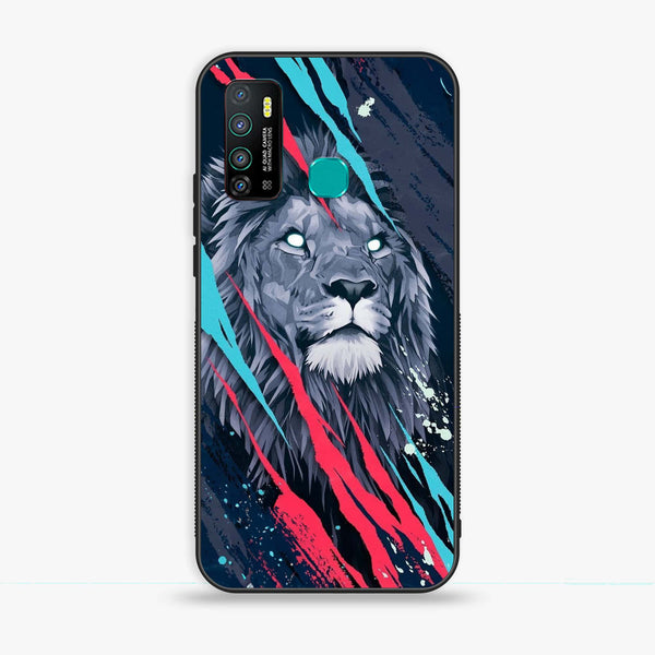 Infinix Hot 9 - Abstract Animated Lion - Premium Printed Glass soft Bumper Shock Proof Case