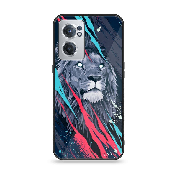 OnePlus Nord CE 2 5G - Abstract Animated Lion - Premium Printed Glass soft Bumper Shock Proof Case