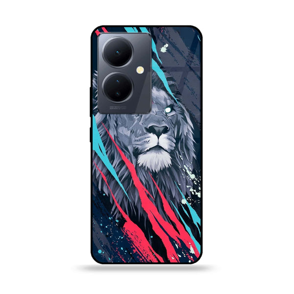 Vivo Y78 Plus 5G - Abstract Animated Lion - Premium Printed Glass soft Bumper Shock Proof Case