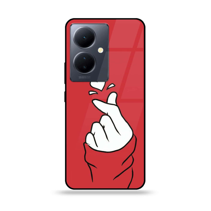 Vivo Y78 Plus 5G - Finger Heart BTS - Premium Printed Glass soft Bumper Shock Proof Case