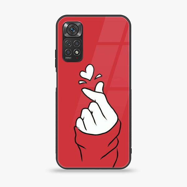 Xiaomi Redmi Note 11 4G - Finger Heart BTS - Premium Printed Glass soft Bumper Shock Proof Case CS-41003 CS-41613