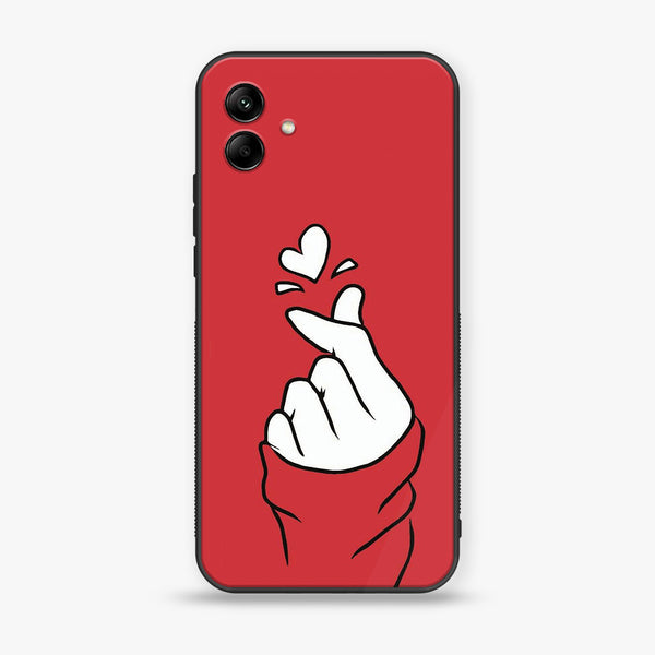 Samsung Galaxy A04 - Finger Heart BTS - Premium Printed Glass soft Bumper Shock Proof CaseCS-49578 CS-28301