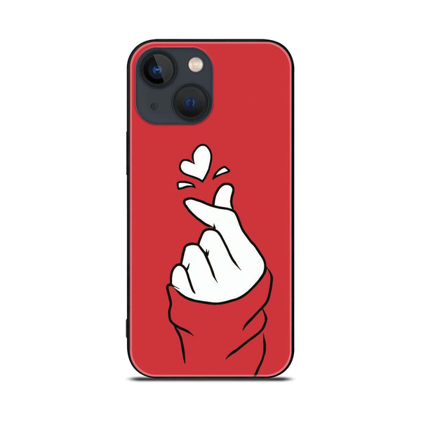 iPhone 14 - Finger Heart BTS - Premium Printed Glass soft Bumper shock Proof Case