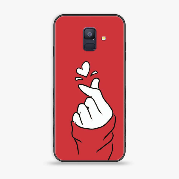Samsung Galaxy A6 (2018) - Finger Heart BTS - Premium Printed Glass soft Bumper Shock Proof Case