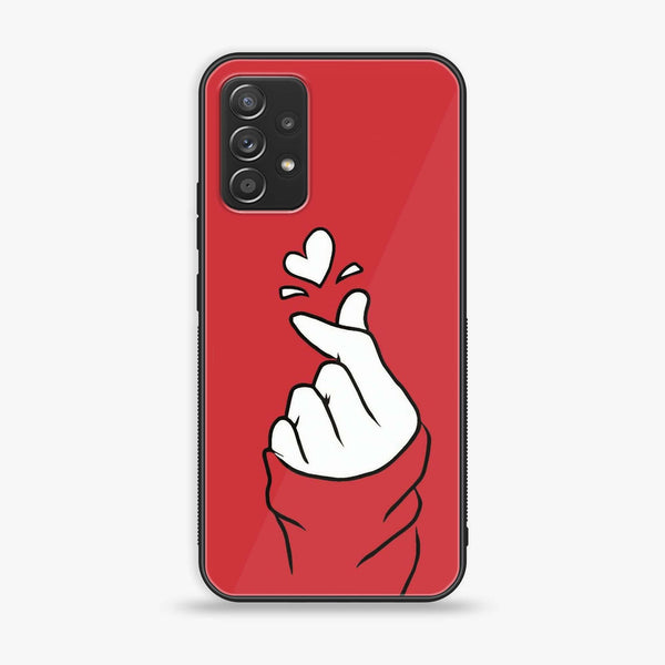 Samsung Galaxy A53 - Finger Heart BTS - Premium Printed Glass soft Bumper Shock Proof Case CS-51442