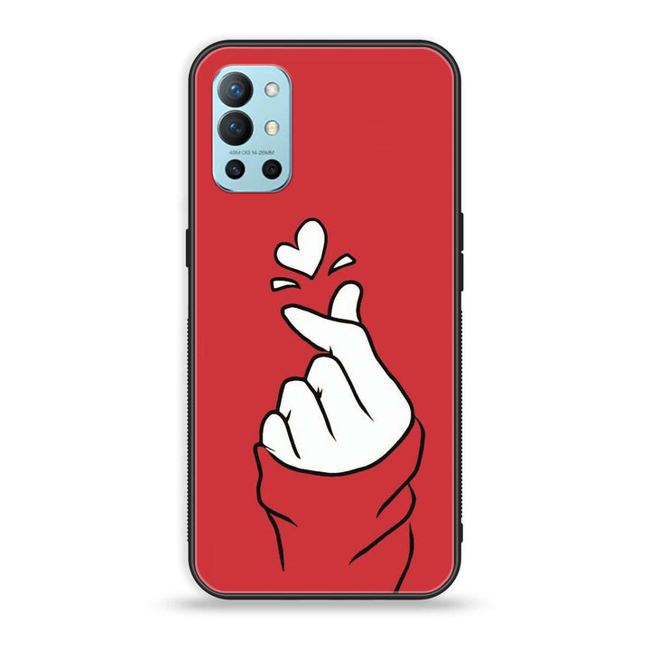 OnePlus 9R - Finger Heart BTS - Premium Printed Glass soft Bumper Shock Proof Case