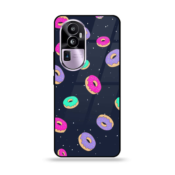 Oppo Reno 10 Pro Plus - Colorful Donuts - Premium Printed Glass soft Bumper Shock Proof Case