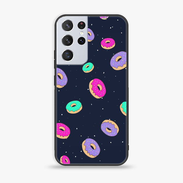 Galaxy S21 Ultra - Colorful Donuts - Premium Printed Glass soft Bumper Shock Proof Case