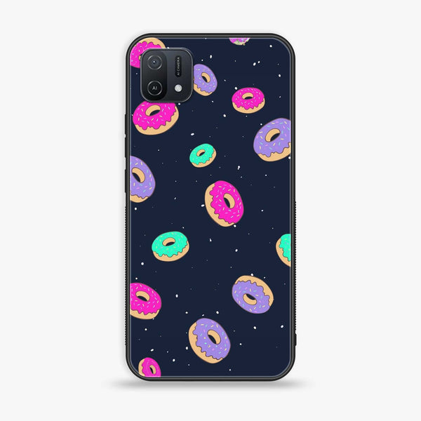 OPPO A16k - Colorful Donuts - Premium Printed Glass soft Bumper Shock Proof Case