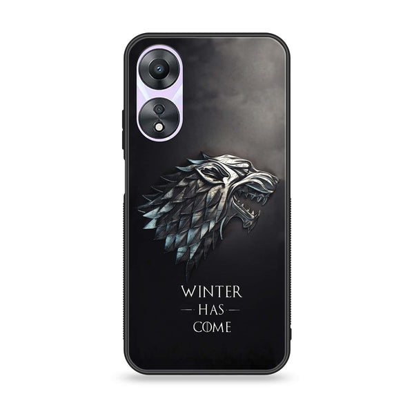 Oppo A58 - Winter Has Come GOT - Premium Printed Glass soft Bumper Shock Proof Case CS-50595