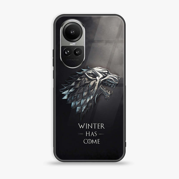 Oppo Reno10 Pro - Winter Has Come GOT - Premium Printed Glass soft Bumper Shock Proof Case
