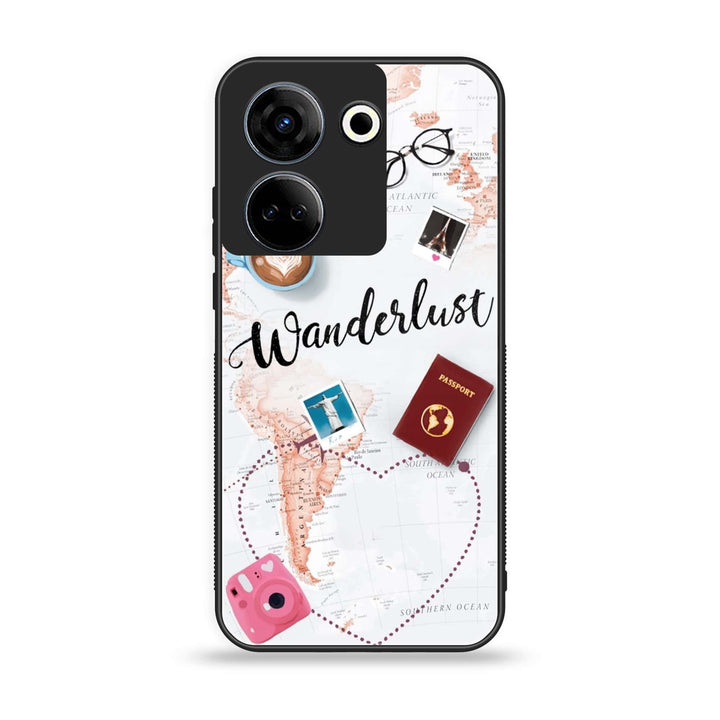 Tecno Camon 20 Pro - World Journey Glass Case - Premium Printed Glass soft Bumper shock Proof Case