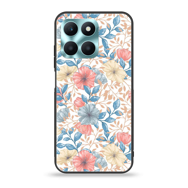 Honor X6a - Seamless Flower - Premium Printed Glass soft Bumper Shock Proof Case CS-13553