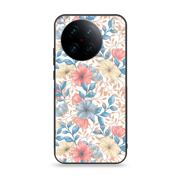 Vivo X90 Pro - Seamless Flower - Premium Printed Glass soft Bumper Shock Proof Case CS-40103