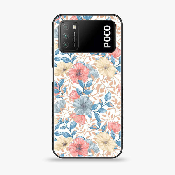 Xiaomi Poco M3 - Seamless Flower - Premium Printed Glass soft Bumper Shock Proof Case