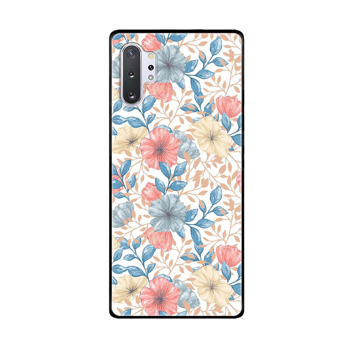 Samsung Galaxy Note 10 Plus - Seamless Flower - Premium Printed Glass soft Bumper Shock Proof Case