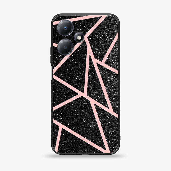Infinix Hot 30i - Black Sparkle Glitter With RoseGold Lines - Premium Metal Printed soft Bumper shock Proof Case CS-46793