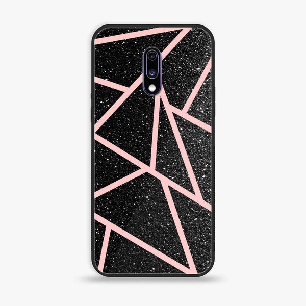 OnePlus 7 - Black Sparkle Glitter With RoseGold Lines - Premium Printed Glass soft Bumper Shock Proof Case