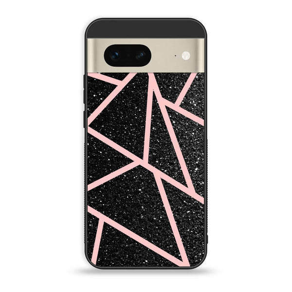 Google Pixel 7a  - Black Sparkle Glitter With RoseGold Lines - Premium Printed soft Bumper Shock Proof Case