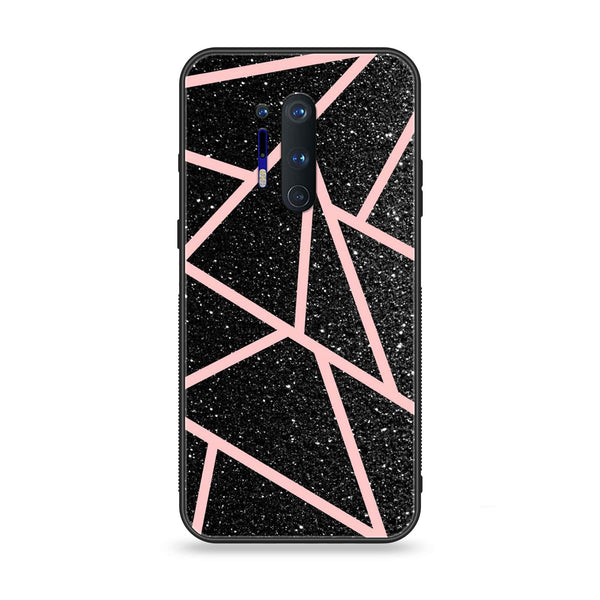 OnePlus 8 Pro - Black Sparkle Glitter With RoseGold Lines - Premium Printed Glass soft Bumper Shock Proof Case