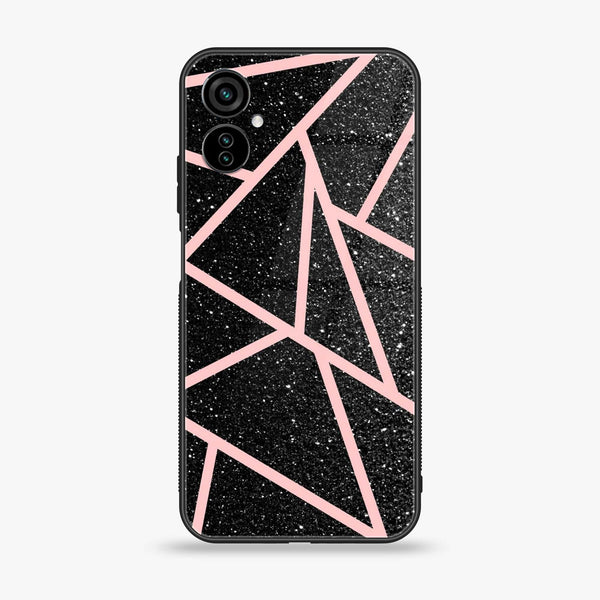 Tecno Camon 19 Neo - Black Sparkle Glitter With RoseGold Lines - Premium Printed Glass soft Bumper Shock Proof Case   CS-23624 CS-35871 CS-40529