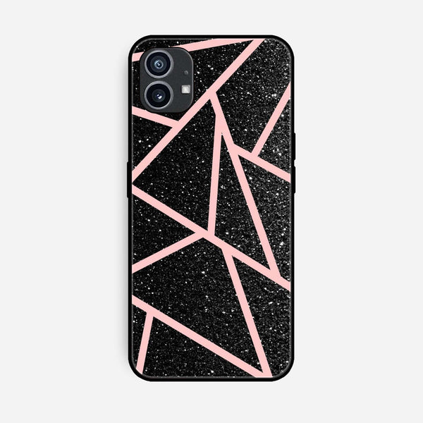 Nothing Phone (1) - Black Sparkle Glitter With RoseGold Lines - Premium Printed Glass soft Bumper Shock Proof Case