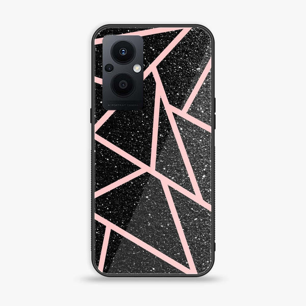 OnePlus N20/ F21 Pro 5g/ Reno 7Z   - Black Sparkle Glitter With RoseGold Lines - Premium Printed Glass soft Bumper Shock Proof Case CS-33198
