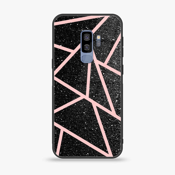 Samsung Galaxy S9 Plus - Black Sparkle Glitter With RoseGold Lines - Premium Printed Glass soft Bumper Shock Proof Case