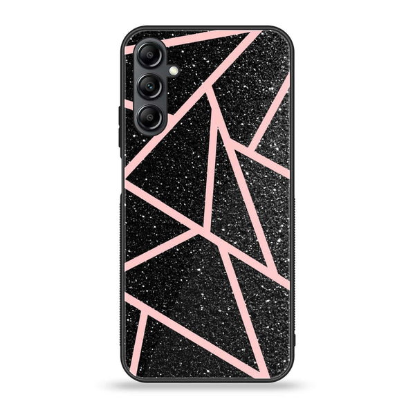 Samsung Galaxy A25 - Black Sparkle Glitter With RoseGold Lines - Premium Printed Glass soft Bumper Shock Proof Case