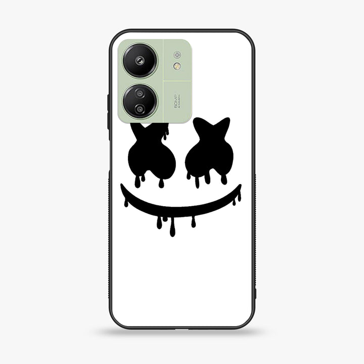 Xiaomi Redmi 13C - Marshmello Face - Premium Printed Glass soft Bumper Shock Proof Case