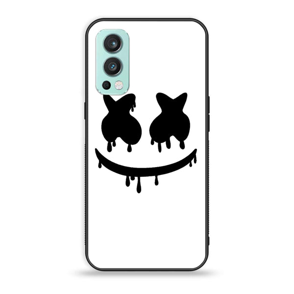 OnePlus Nord 2 5G - Marshmello Face - Premium Printed Glass soft Bumper Shock Proof Case