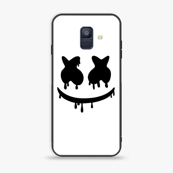 Samsung Galaxy A6 (2018) - Marshmello Face - Premium Printed Glass soft Bumper Shock Proof Case