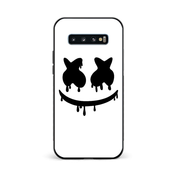 Galaxy S10 Plus - Marshmello Face - Premium Printed Glass soft Bumper Shock Proof Case CS-39890