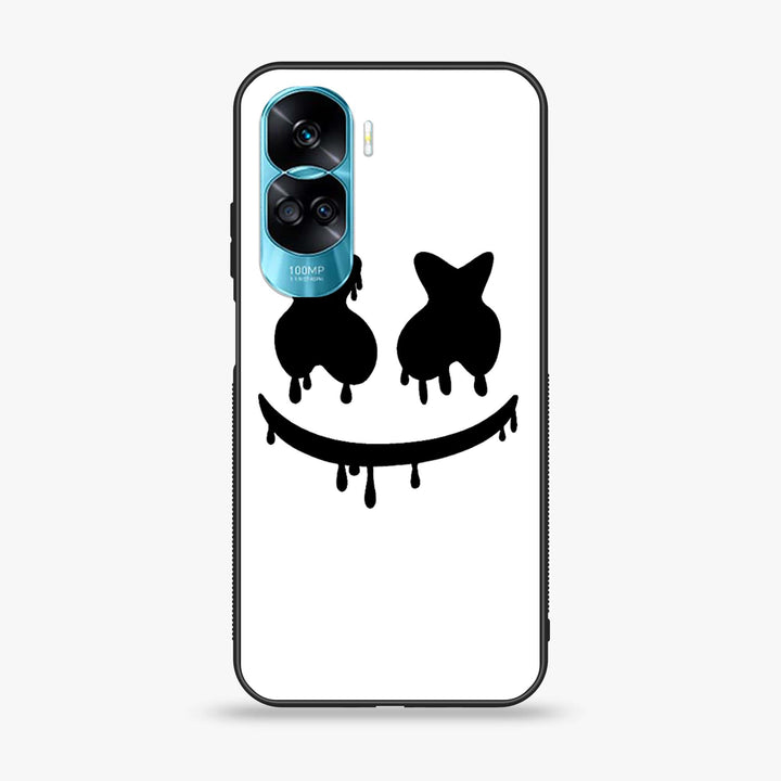 Honor 90 Lite - Marshmello Face - Premium Printed Glass soft Bumper Shock Proof Case