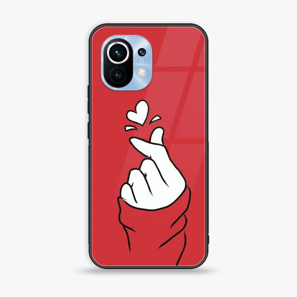 Xiaomi Mi 11 - Finger Heart BTS - Premium Printed Glass soft Bumper Shock Proof Case CS-16421