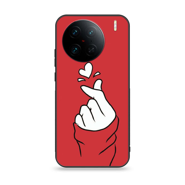 Vivo X90 Pro - Finger Heart BTS - Premium Metal Printed soft Bumper shock Proof Case CS-44792