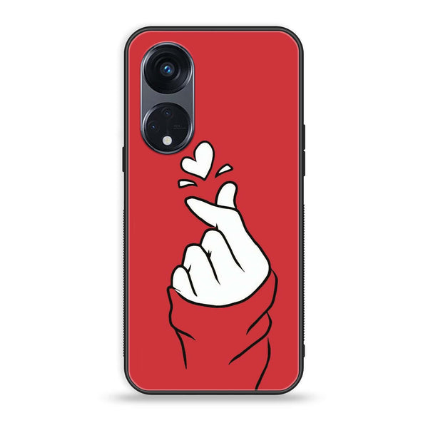 OPPO Reno 8T 5G - Finger Heart BTS - Premium Printed Glass soft Bumper Shock Proof Case CS-12640