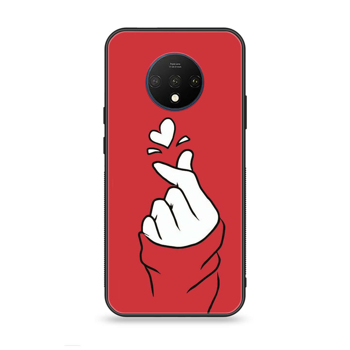 OnePlus 7T - Finger Heart BTS - Premium Metal Printed soft Bumper Shock Proof Case