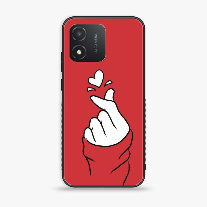 Honor X5 - Finger Heart BTS - Premium Printed Glass soft Bumper Shock Proof Case CS-15542