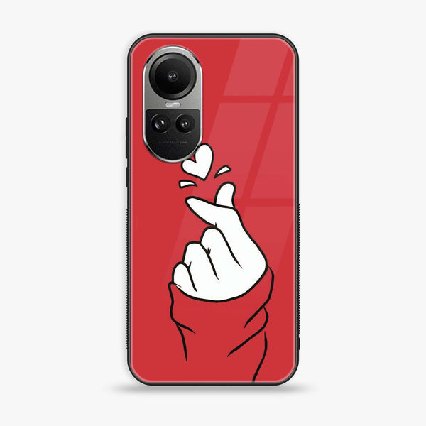 Oppo Reno10 Pro - Finger Heart BTS - Premium Printed Glass soft Bumper Shock Proof Case