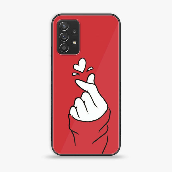 Samsung Galaxy A23 - Finger Heart BTS - Premium Printed Glass soft Bumper shock Proof Case CS-24997 CS-23111