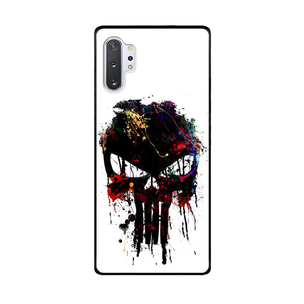 Samsung Galaxy Note 10 Plus - Punisher Skull Design - Premium Printed Glass soft Bumper Shock Proof Case CS-20870