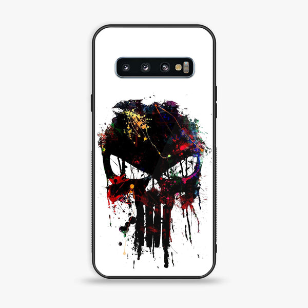 Samsung Galaxy S10 - Punisher Skull Design - Premium Printed Glass soft Bumper Shock Proof Case CS-9394