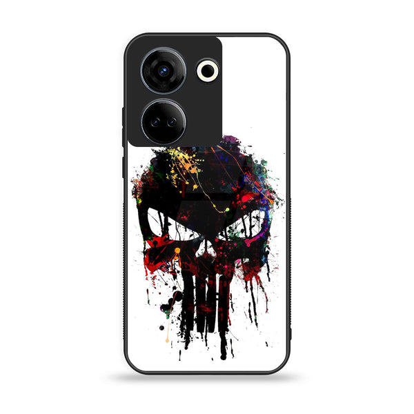 Tecno Camon 20 Pro - Punisher Skull Design  - Premium Printed Glass soft Bumper shock Proof Case CS-4247
