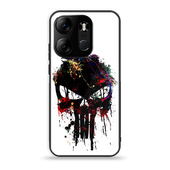 Tecno Spark Go 2023 - Punisher Skull Design - Premium Printed Glass soft Bumper Shock Proof Case
