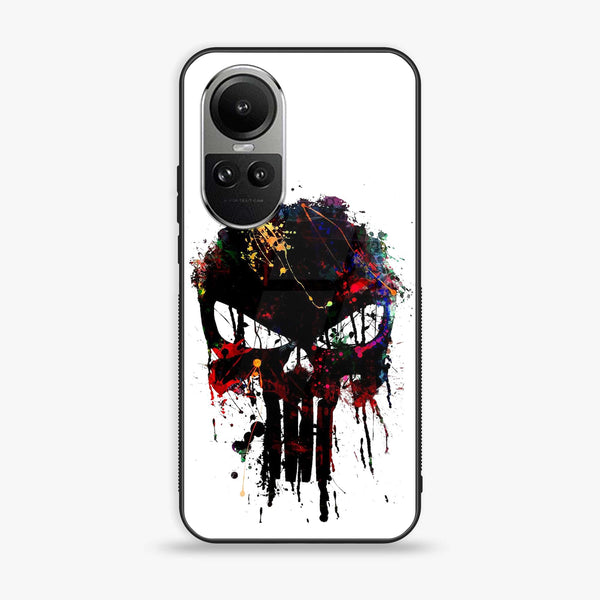 Oppo Reno10 Pro - Punisher Skull Design - Premium Printed Glass soft Bumper Shock Proof Case