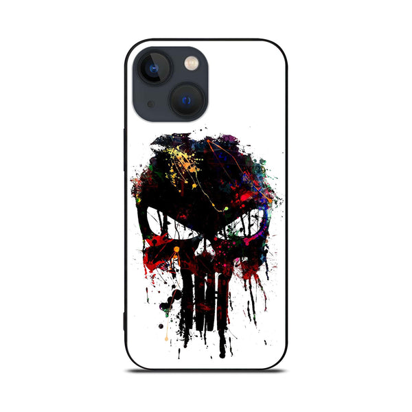 iPhone 14 - Punisher Skull Design - Premium Printed Glass soft Bumper shock Proof Case