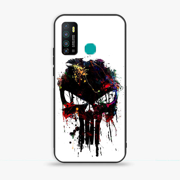 Infinix Hot 9 - Punisher Skull Design - Premium Metal Printed soft Bumper shock Proof Case