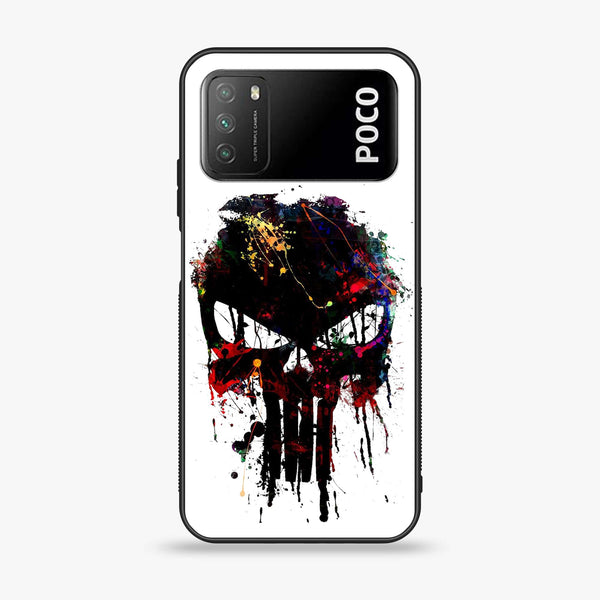 Xiaomi Poco M3 - Punisher Skull Design - Premium Printed Glass soft Bumper Shock Proof Case
